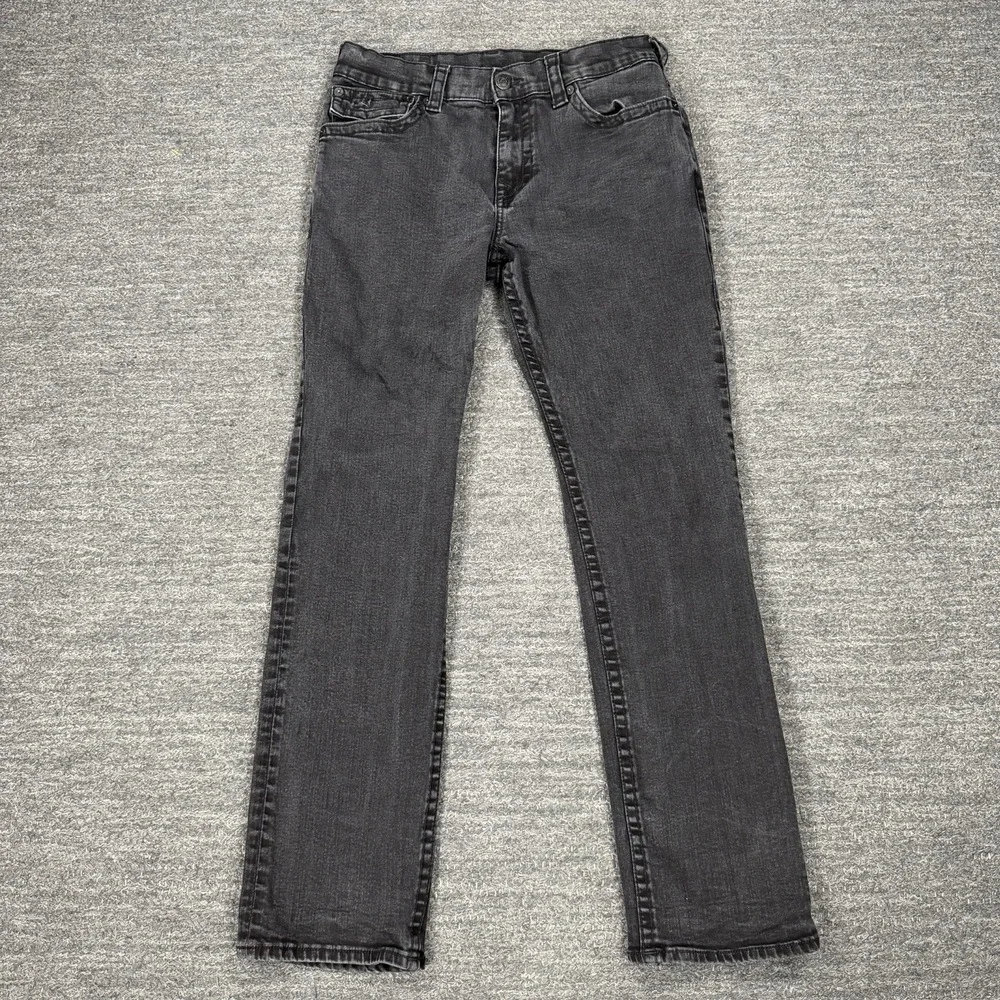 True Religion Ricky Jeans Mens 34x32 Black Flap Relaxed Straight Denim Stretch